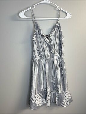 Express Navy and White Striped Wrap Mini Dress